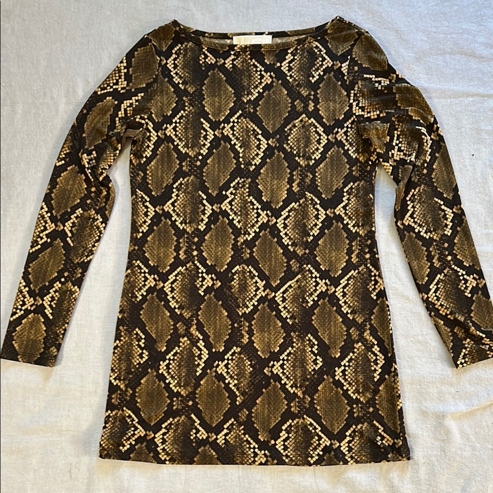Michael Kors Python Print Long Sleeve Dress